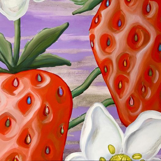 strawberries, 5 minutes later, 2024, Öl und Acryl auf Leinwand, 70 x 80 cm
